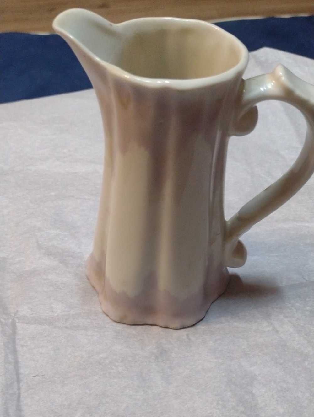Classic Cream Ceramic Pitcher/ Vase with Subtle Lavender Accent